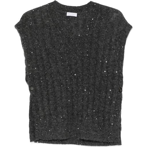 Brunello Cucinelli top con paillettes - grigio