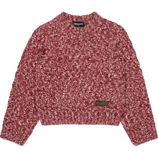 DSQUARED2 KIDS maglione con lavorazione intrecciata - rosso