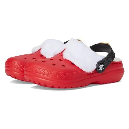 Crocs classic lined santa clog, sandali unisex-bambini e ragazzi, varsity red multi, 19.0 cm