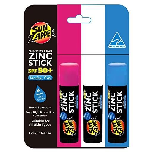Sun Zapper zinc stick - rosso, bianco e blue - spf50 + - altissima protezione solare