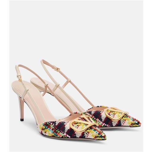 Valentino Garavani pumps slingback vlogo 80 in tweed con pailettes