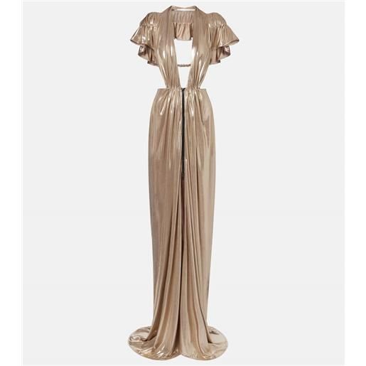 Maticevski abito lungo latitude arricciato con volant