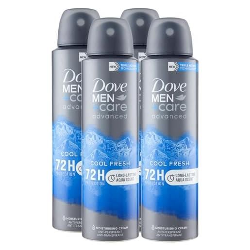 FEI FAN deodorante spray men+ care, cool fresh, anti-yraspirante, 72h di protezione 150ml (4 spray)