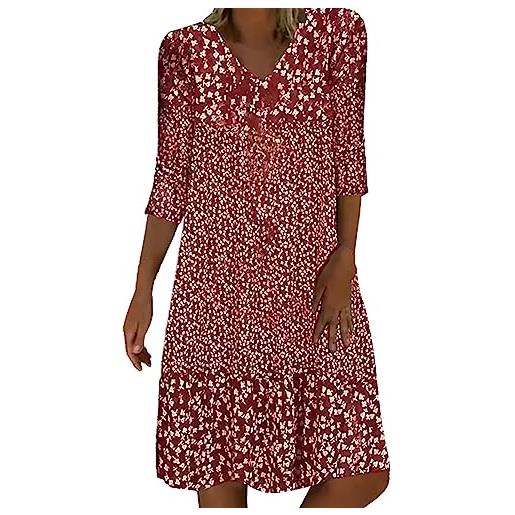 Fulidngzg abito donna curvy, vestito donna estivo con scollo v fantasia floreale mezza manica vestiti leggero eleganti curvy gonna svasata boho chic per interni vacanza rilassante mare
