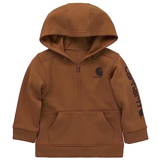 Carhartt boys' long-sleeve half-zip hooded sweatshirt, brown, 18 months