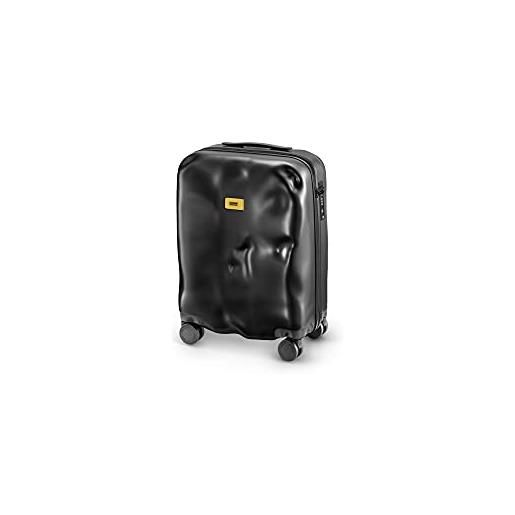 CRASH BAGGAGE icon cabin | trolley rigido bagaglio a mano (55x40x22 cm) design italiano 35 l capacità 4 ruote girevoli 100% in policarbonato chiusura a combinazione black (s)