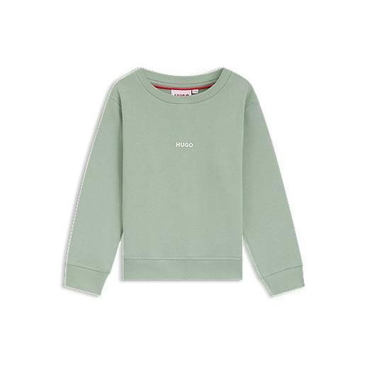 HUGO felpa per bambini in pile di misto cotone con logo stampato, blu