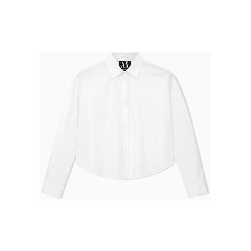 Armani Exchange women's icon project, sostenibile, piccolo logo ricamo, camicia, bianco, s, bianco ottico, s