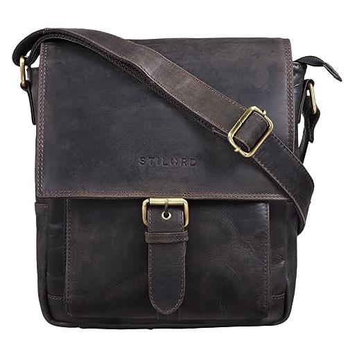 STILORD 'nevio' borsa a tracolla in pelle da uomo | piccola messenger bag elegante in design vintage | borsa a spalla per tablet 10.1 pollici i. Pad in vera pelle, colore: marrone scuro