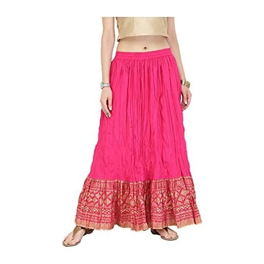 Vastraghar gonna da donna indiana tradizionale svasata maxi abito gonna per kurtis tunica top bottom wear, rosa, xl