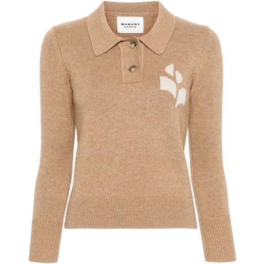 MARANT ÉTOILE nola knitted polo sweatshirt - marrone