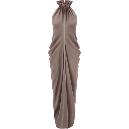 OUDE WAAG abito lungo con scollo all'americana - grigio