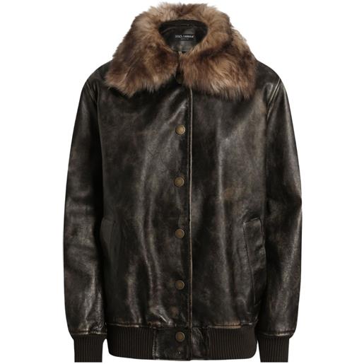 Dolce & Gabbana bomber in pelle - marrone