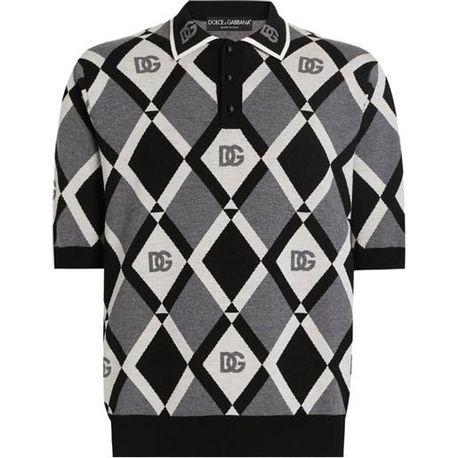Dolce & Gabbana polo con motivo a rombi - nero