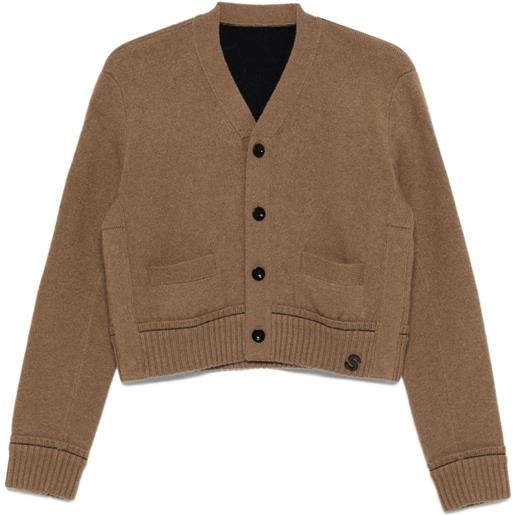 sacai cardigan con ricamo - marrone