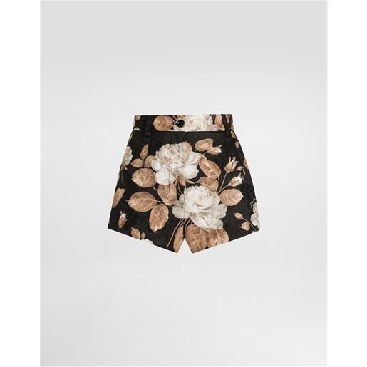 Dolce & Gabbana shorts in broccato stampa rosa vintage