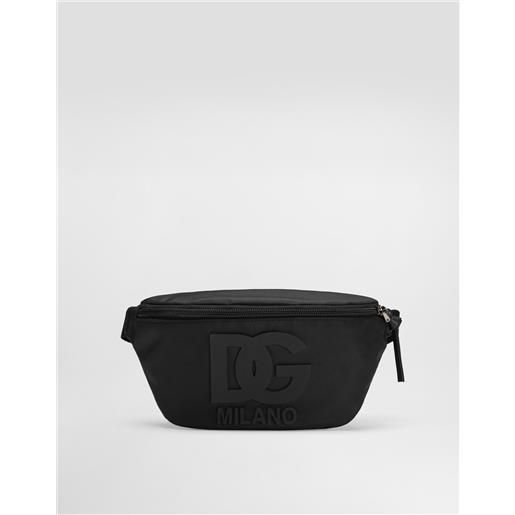 Dolce & Gabbana marsupio in nylon con patch dg gommato