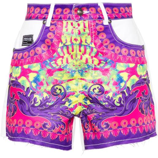 Versace Jeans Couture bermuda denim con stampa - bianco
