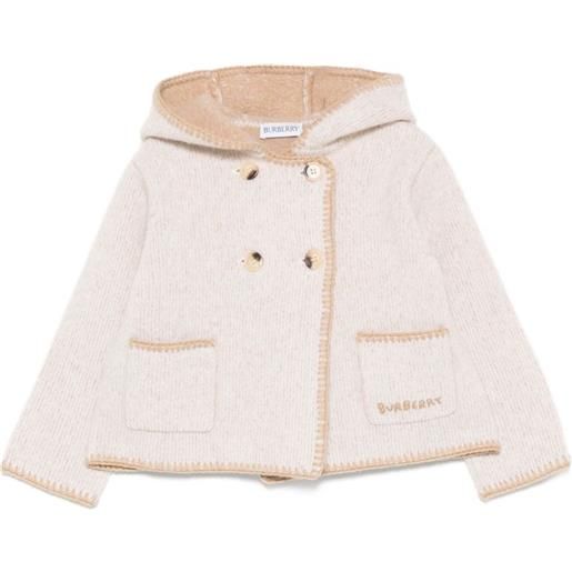 Burberry Kids cappotto doppiopetto in lana con cappuccio - toni neutri
