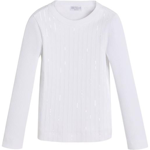 Brunello Cucinelli Kids t-shirt in maglia a coste - bianco