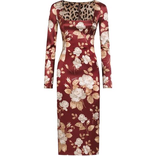 Dolce & Gabbana abito midi con scollo quadrato - marrone