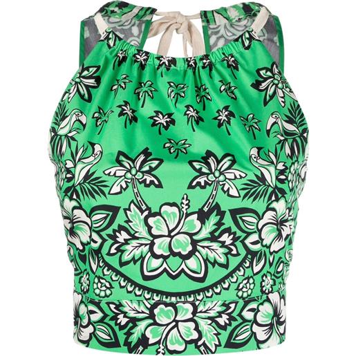 RED Valentino top a fiori corto - verde