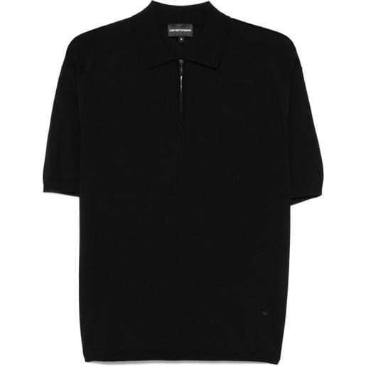 Emporio Armani polo a maniche corte con mezza zip - nero