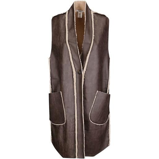 Stefano Mortari gilet con bordo in shearling - marrone