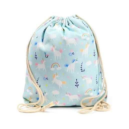 Puckator sacca in tela - design unicorno: borsa per bambini con coulisse