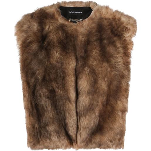Dolce & Gabbana gilet con finiture in pelliccia - marrone