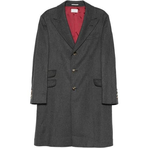 Brunello Cucinelli ^ cappotto con chiusura a bottone e tasca - grigio