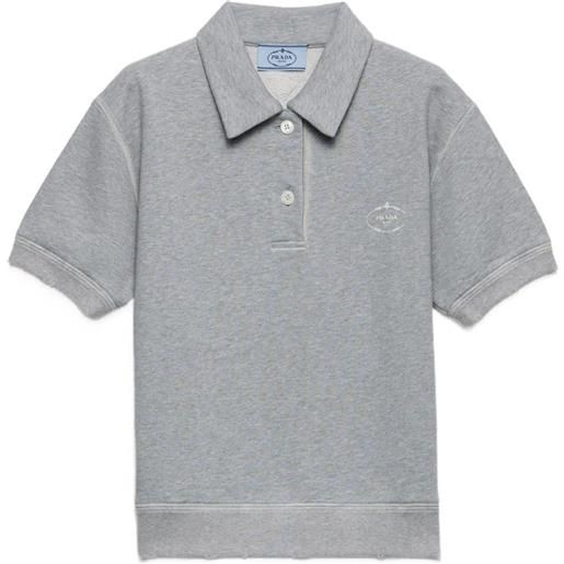 Prada polo a coste con ricamo logo - grigio