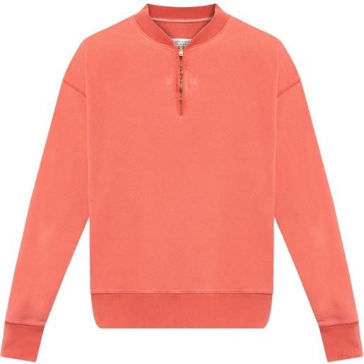 Maison Margiela felpa in cotone con mezza zip - arancione