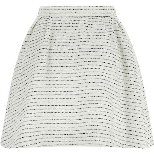 Alessandra Rich minigonna plissettata in tweed - bianco