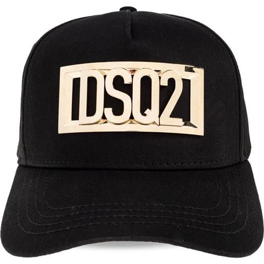 DSQUARED2 cappello da baseball con placca logo - nero