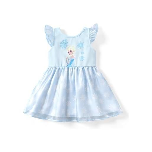 Disney abito da principessa elsa di frozen, per bambine, in tulle, stile casual, per bambine, azzurro, 5-6 anni