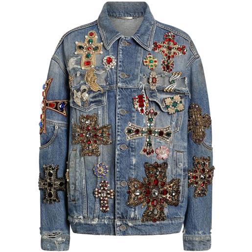 Dolce & Gabbana giacca denim con decorazione - blu