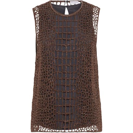 Brunello Cucinelli top con effetto coccodrillo - marrone