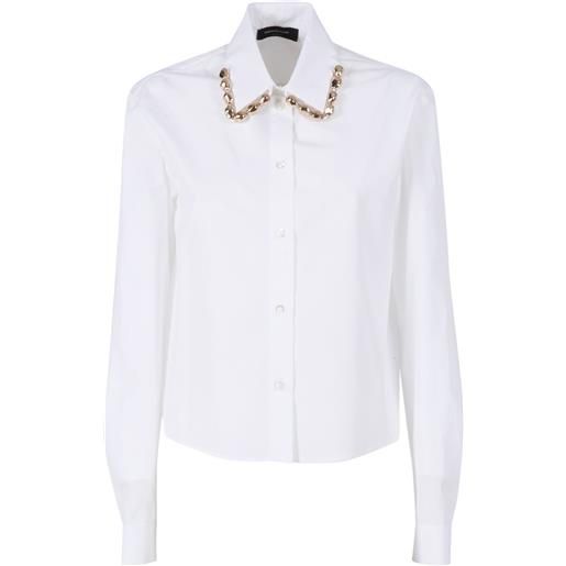 FABIANA FILIPPI camicia boxy in popeline con ricamo sassi su vela colo