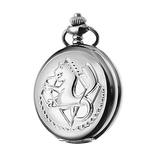 BOSHIYA fullmetal alchemist orologio da tasca con catena vintage bronzo al quarzo orologio da tasca accessori cosplay anime merch confezione regalo, fma-sliver, fullmetal alchemist orologio da tasca