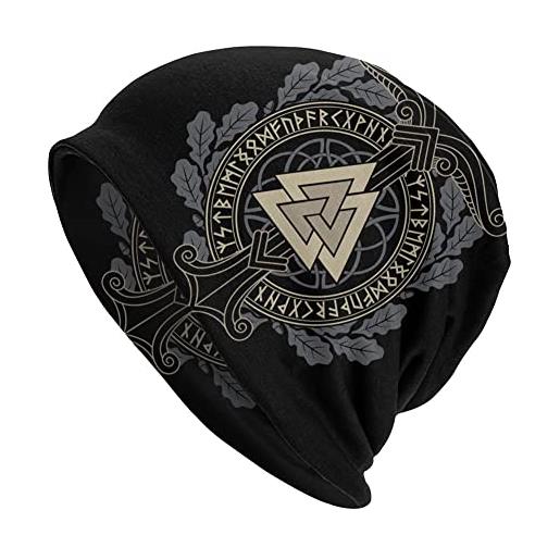 DFWY rune norrene valknut bonnet cappelli da uomo -simbolo di odino vichingo stampato slouchy skullies beanie hat-cappucci per copricapo con berretto sottile elastico per ciclismo