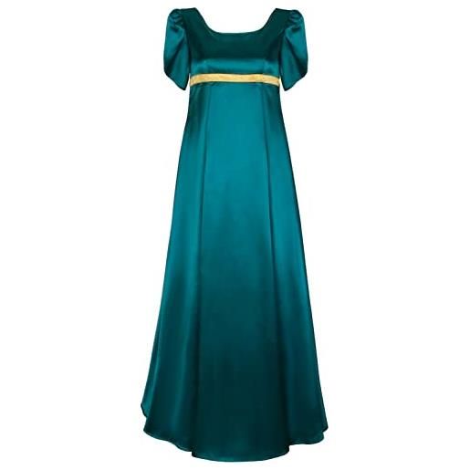 Jorctomry abito da sera vintage in raso regency abito da sera impero vittoriano in vita per le donne (xl, verde)