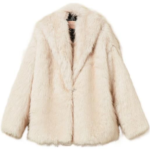TWINSET cappotto in pelliccia sintetica con cappuccio - toni neutri