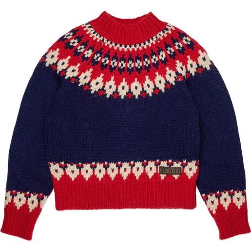 DSQUARED2 KIDS maglione con motivo a intarsio - blu