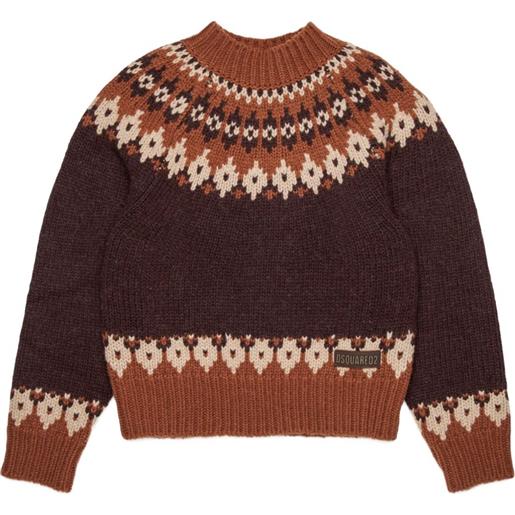 DSQUARED2 KIDS maglione con motivo a intarsio - marrone