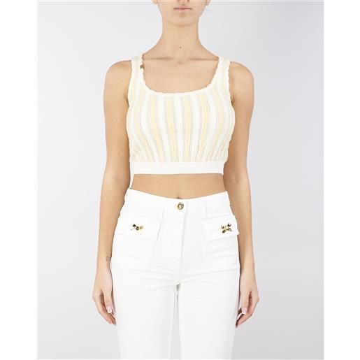 ELISABETTA FRANCHI top in viscosa con micro rouches