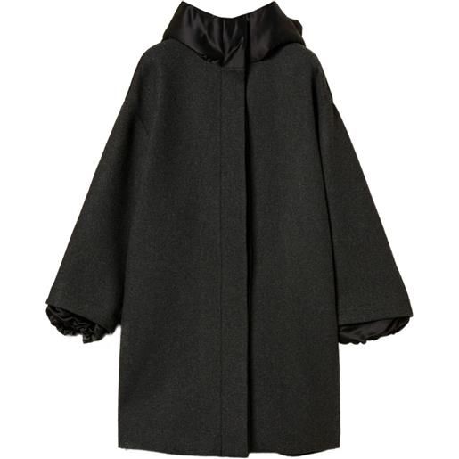 TWINSET cappotto monopetto con cappuccio - nero