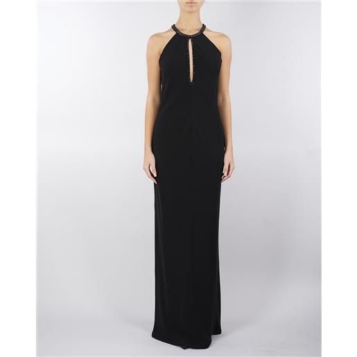 MAX MARA STUDIO abito lungo in cady impreziosito da cristalli ricamati