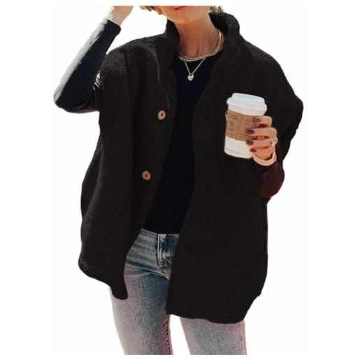 BTFONIA gilet in pile peloso da donna, casual, oversize, caldo, con bottoni, con tasche(2#, xxl)