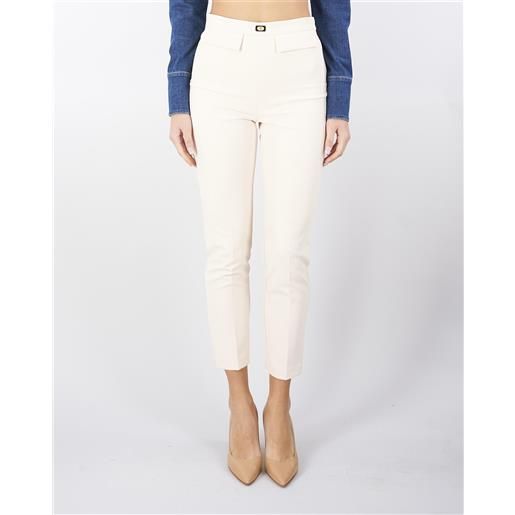 ELISABETTA FRANCHI pantaloni burro slim in crêpe con placca logo